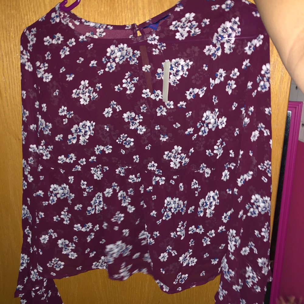 Sheer Floral Long Sleeve Crop Top